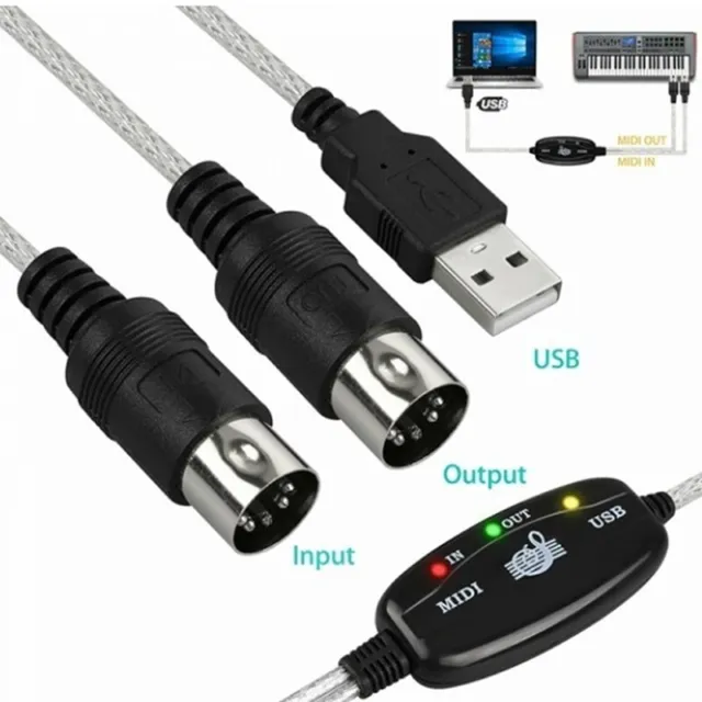 USB IN-OUT MIDI Cable Converter PC to Music Keyboard Adapter C OmLDUKKUNA(-)