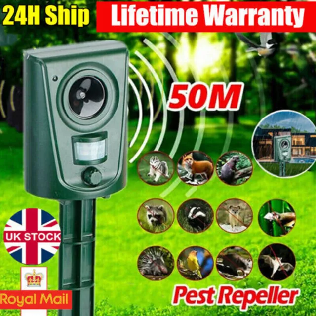 Ultrasonic Cat Dog Fox Pest Motion Sensor Repeller Scarer Deterrent Repellent UK