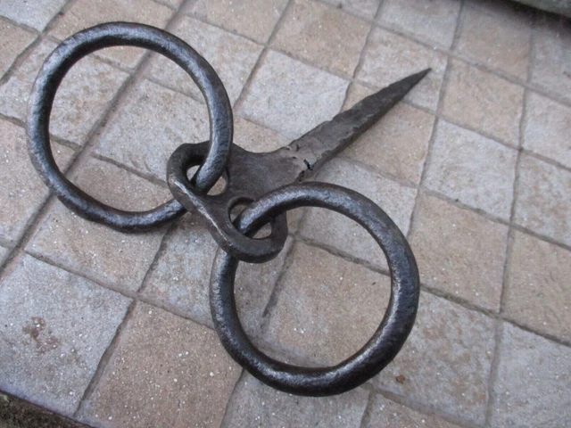 Antique Wrought Iron Strong Tethering Double Ring on Pin Game Hook Old Hardware