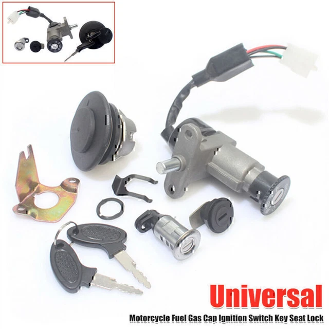 Universal Modified Motorcycle Scooter Fuel Gas Cap Ignition Switch Key Seat Lock