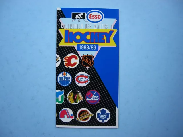 1988/89 Imperial Oil Esso Nhl Hockey Broadcasts Schedule English-French Version
