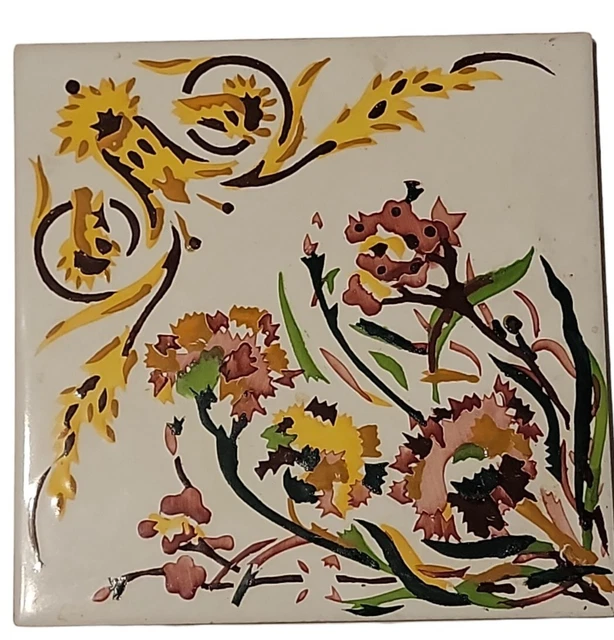 Vintage Hand Painted Spanish Tile Ceramic Trivet Made in Spain
