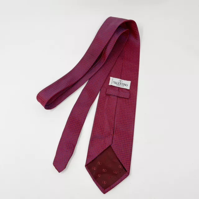 Valentino Silk Tie Necktie Red Purple Woven 100% Silk Business Casual Office