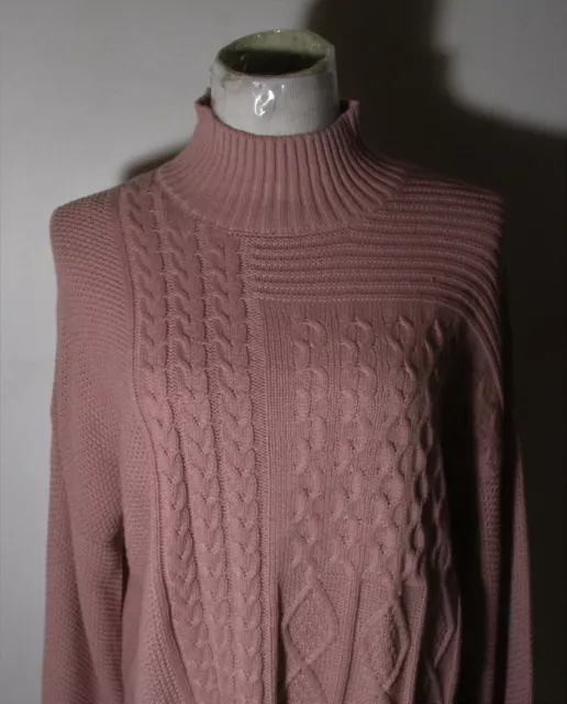 Women's MARC New York Andrew Marc Mauve Cable Knit Sweater Size L 2