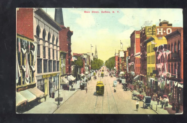 Buffalo New York Downtown Main Street Scene Vintage Postcard Ny