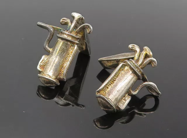 925 Sterling Silver - Vintage Shiny Bag Of Golf Clubs Sports Cuff Links - TR1423