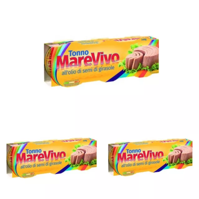 Marevivo Tonno all'Olio di Semi di Girasole,9 Scatolette da 80g [720g]