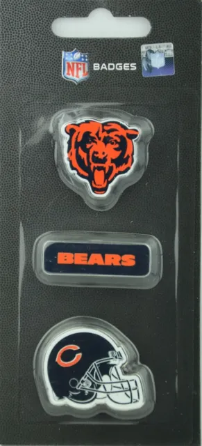 NFL Football Chicgao Bears 3 Piece Badge Pin Set With Helmet Logo