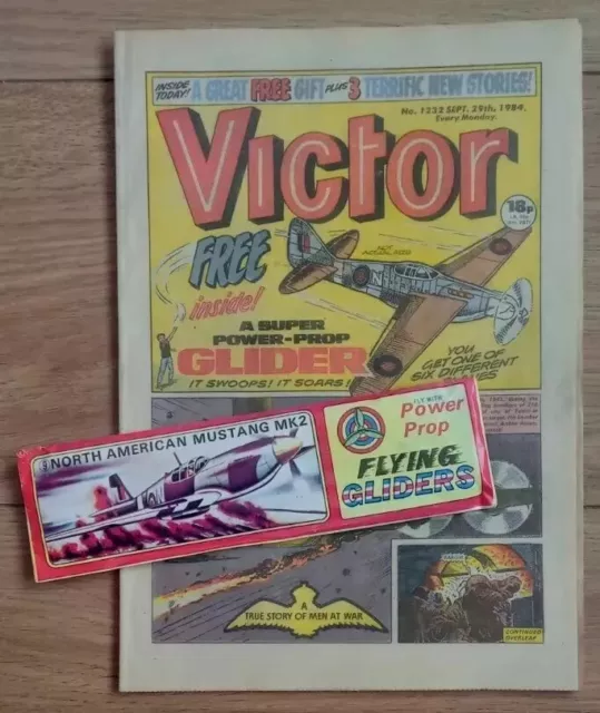 VICTOR COMIC #1232 WITH FREE GIFT SUPER POWER PROP GLIDER 29th SEPTEMBER 1984
