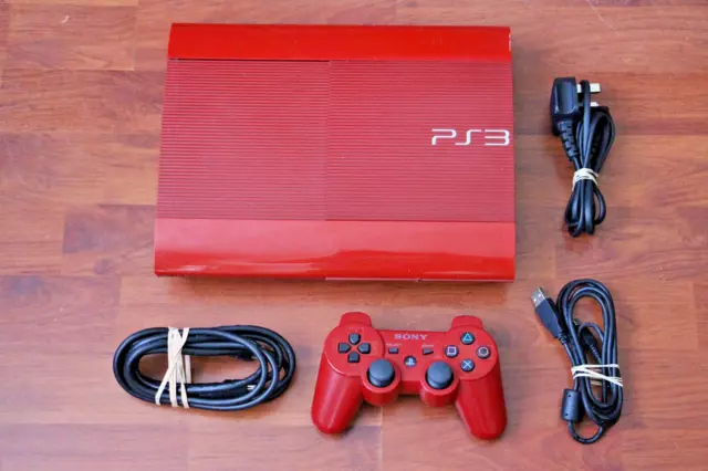 Sony Playstation 3 Super Slim Red 500Gb Console Inc Controller & Leads.