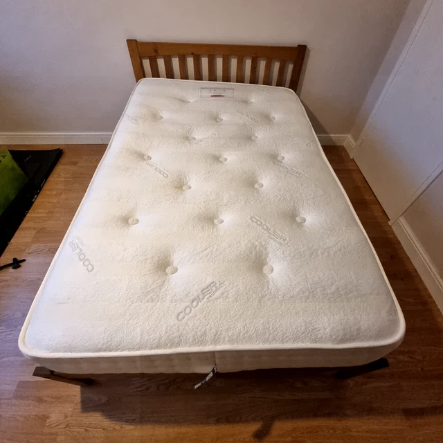 PINE BED FRAME small double, shaker style, dark oak stain complete with