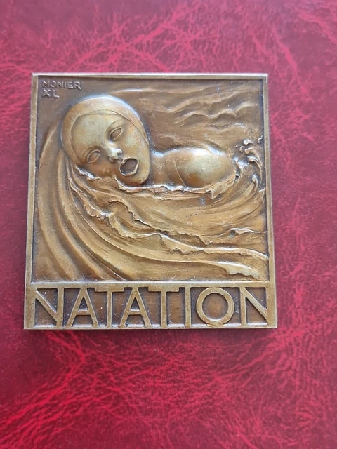 Médaille Sportive Natation Plongée Art Nouveau Signée Brunswick - France