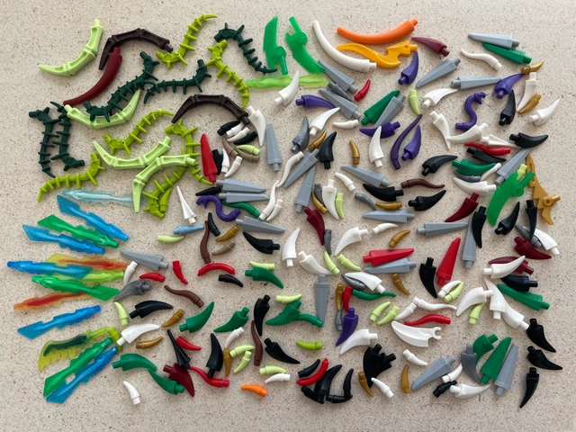Lego: Lot de 200 Cornes, griffes, Piques, dents Multicolore Réf: 53451, 87747...