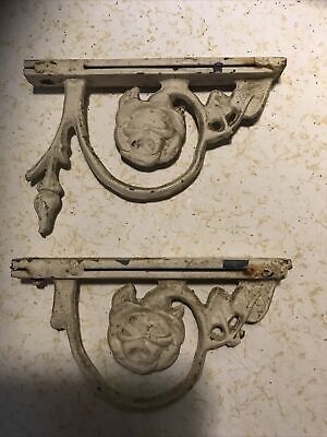 Antique Cast Iron Brackets W/ Rose Motif