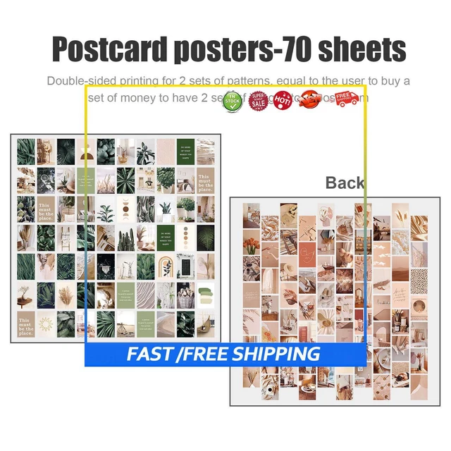 #B Kit de collage de pared de imágenes estéticas 70 piezas carteles pegatinas de pared (M3121)