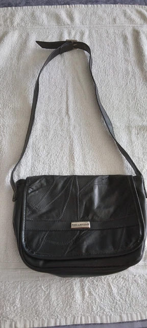 Sac Bandoulière En Cuir Noir TED LAPIDUS - Petit Modèle Vintage - Occasion Très Bon état