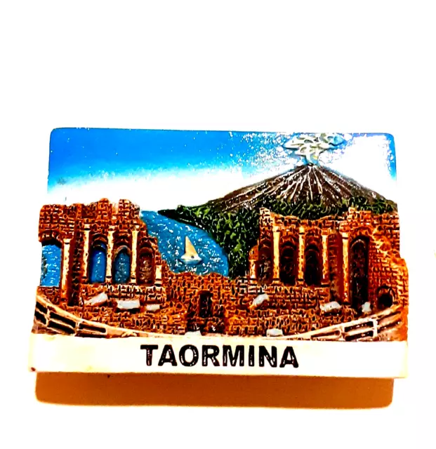 Magnete Calamita Resina Frigo Frigorifero Souvenir Fridge Magnet Citta' Taormina