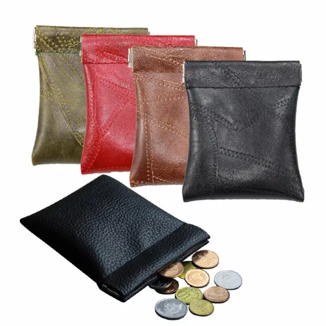 Leather Coin Pouch Snap Top Purse Strong Metal Spring Closure Mini Change Bags