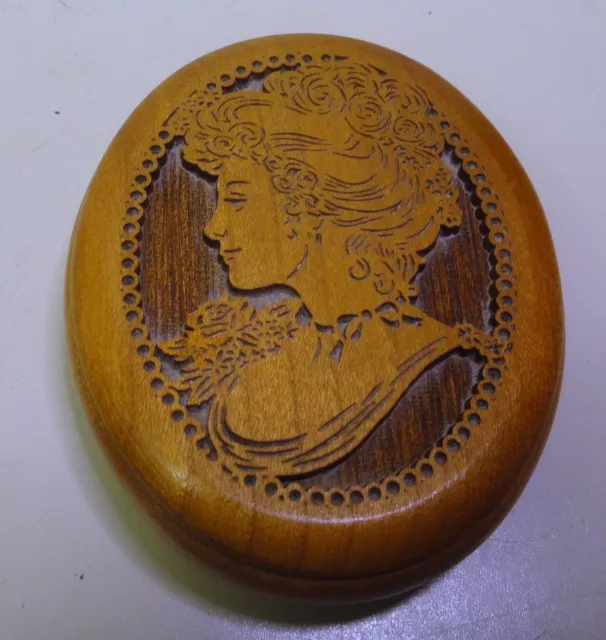 Lasercraft Wood Music Box Cameo Woman Engraving - Plays Yesterday