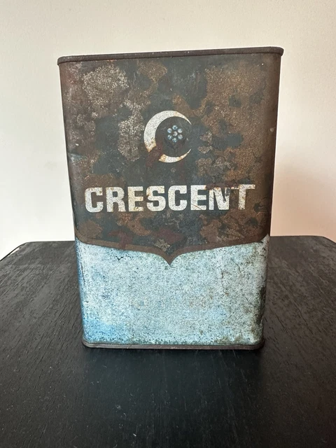 Vintage 1930s Cresent moon baking powder advertising tin rusted ASIS