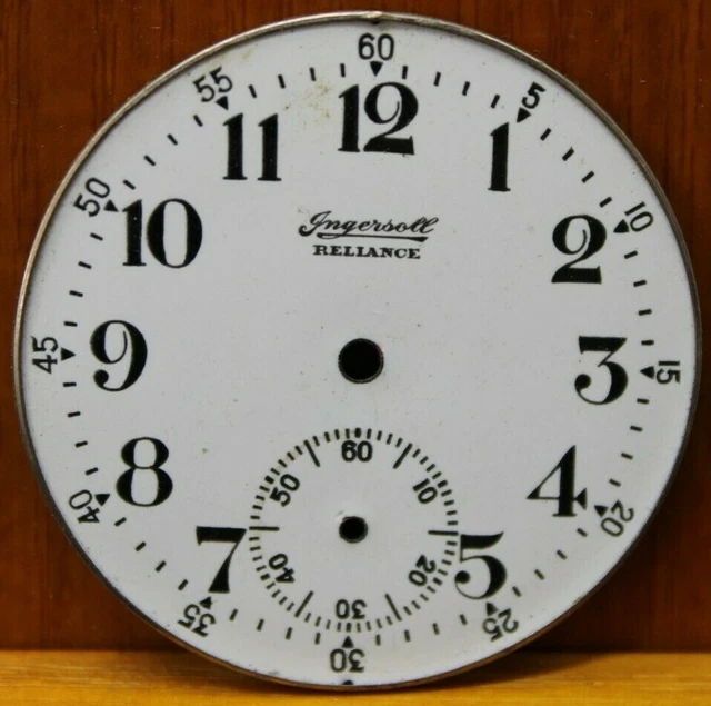 Ingersoll Reliance Watch Co. 42.7mm Porcelain Dial Face Pocket Watch (L2A)