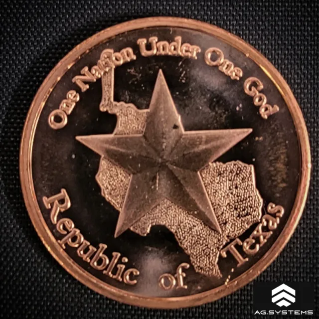 1oz TEXAS REPUBLIC / SAN JACINTO Copper Coin (AVDP) 999 fine Round USA