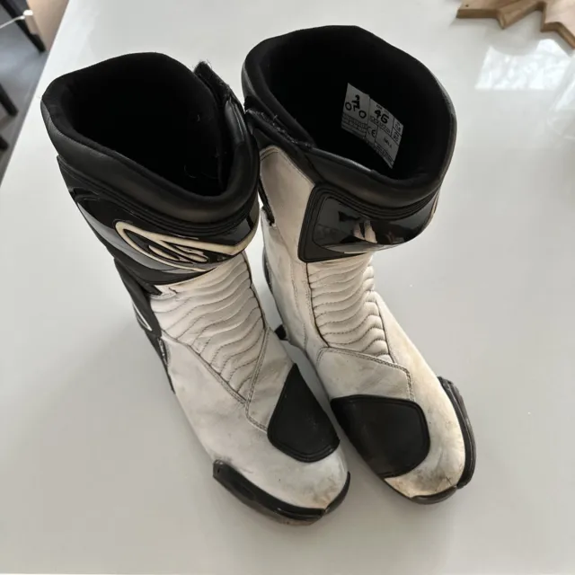 Alpinestars SMX-6 Black & White Motorcycle Motorbike Boots / Size EU46, US11.5