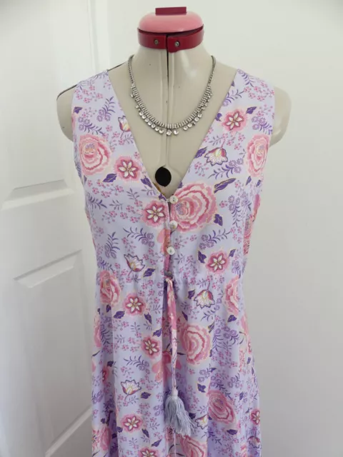 LORRAINE Blue Pink Boho DRESS Size 8 BNWT NEW Floral Hippie Vacation Sleeveless 2