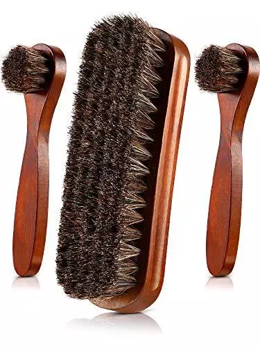 3 Pcs Horsehair Shoe Polishing Kit Shoe Shine Brush Shoe Care