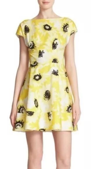 Kate Spade Fiorella Sunny Daisy Cotton Fit & Flare Short Dress Yellow Floral 4 2