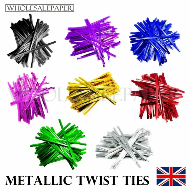 Metallic Twist Ties For Cone Cello Cellophane Sweet Party Gift Cake Plastic Bags