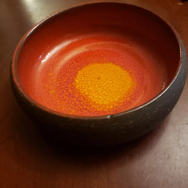 Mid Century Modern Art Pottery Bowl Cool Glaze Signed