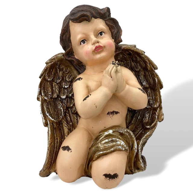 Escultura ángel rezando putto figura piedra artificial 26cm estilo antiguo