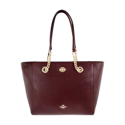 Coach Turnlock Ladies Large Leather Tote Handbag 57107