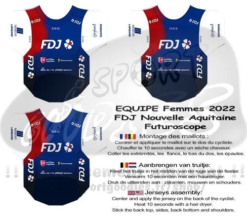 3 stickers pour cyclistes miniatures Equipes Féminines 2022 Tour de France