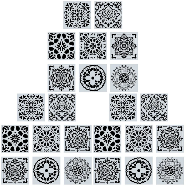 24 Pcs DIY Vorlagenlineal Kachelwerkzeuge Fliesenschablone Schimmel Wandgemälde
