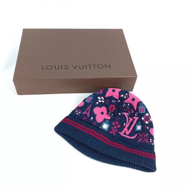 LOUIS VUITTON LV Knit Hat Cap Bonnet Grand Floor Wool Monogram w/ boxed