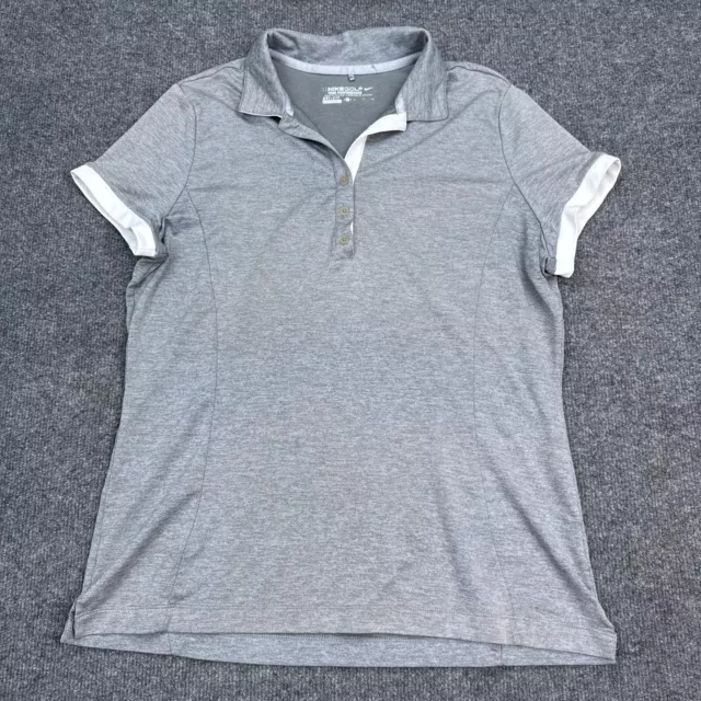 Nike Golf Tour Performance Polo Shirt Top Womens Size XL Gray White Dri-Fit