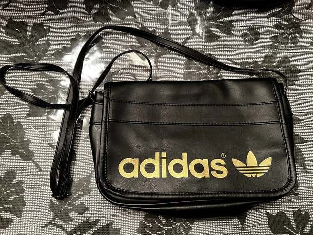 Adidas Unisex Sport Gym Bag Black Gold Old school Shoulder Vintage Shoes Purse