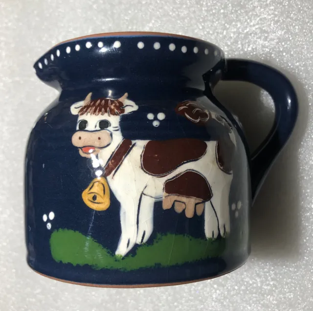 Vintage Cow Hand painted made in Germany small Pottery pitcher/ Large Creamer