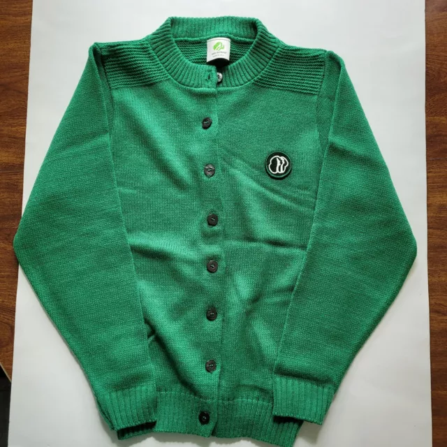 Vintage Girl Scout Green Button Down Sweater Cardigan Size 14