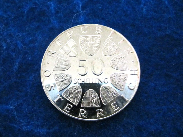 1972 Austria Cameo Silver Proof 50 Schilling - One Year Type