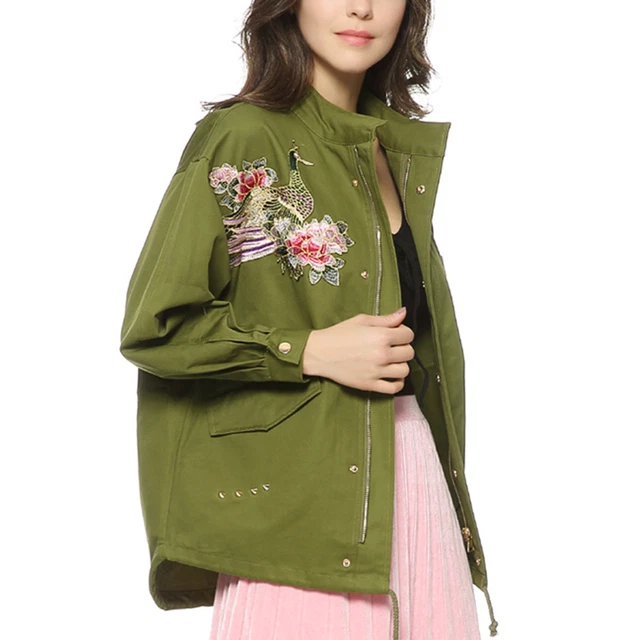 FEMME BLOUSON VESTE Fleur Broderie Ethnique Manche Longue