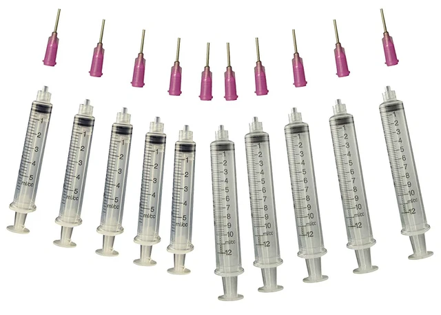 Precision Applicator 5 &10cc Syringe w/18 Gauge Pink Tip -Glue, Henna -10 Pack