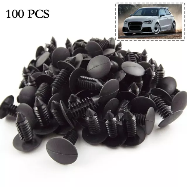 100x Voiture 8mm Dia Trou Auto Fender Bumper Push Pin Clips Plastic Rivets Faste