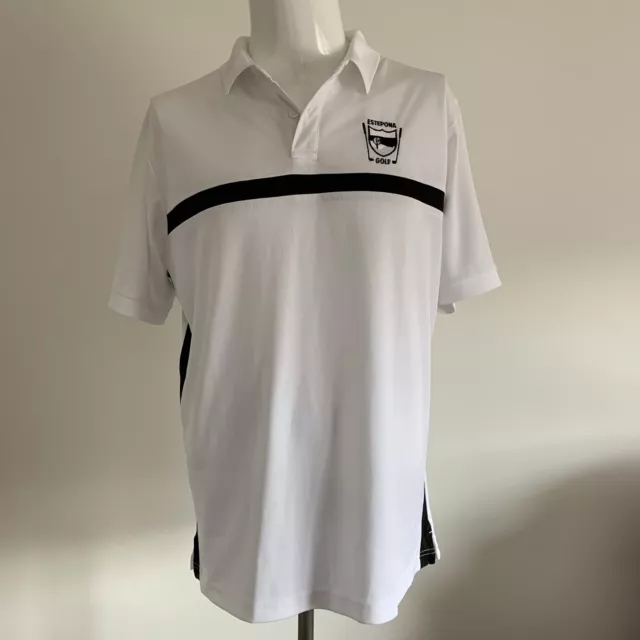 Callaway Opti Dry Mens Estepona Golf White Black Polo Shirt Top Size Medium