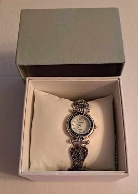 Studio Women's Silvertone 7.5" Watch Stretch Band