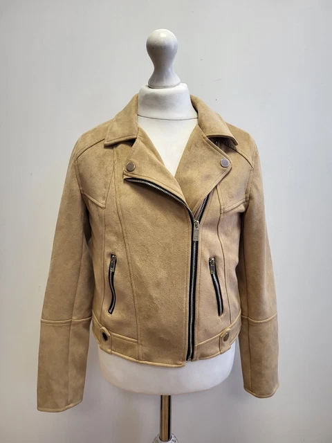 Giacca Biker Uu391 Ragazza River Island Tan Finta Pelle Scamosciata Uk Età 9-10 Anni