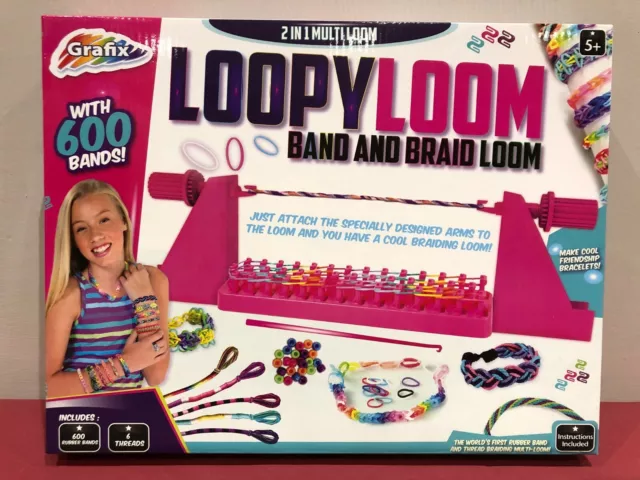 Loopy Loom 2-in-1 Band Braid Bracelet Jewellery Maker Kit 600 Rubber Bands