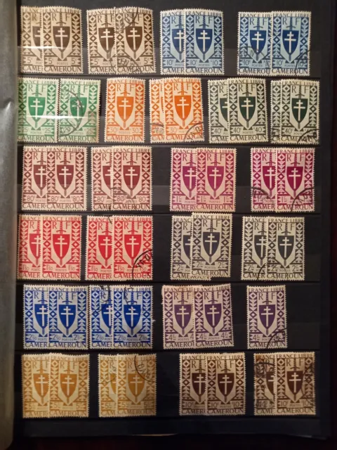 Lot de 170 Timbres du Caméroun France Libre Neufs* et Oblitérés